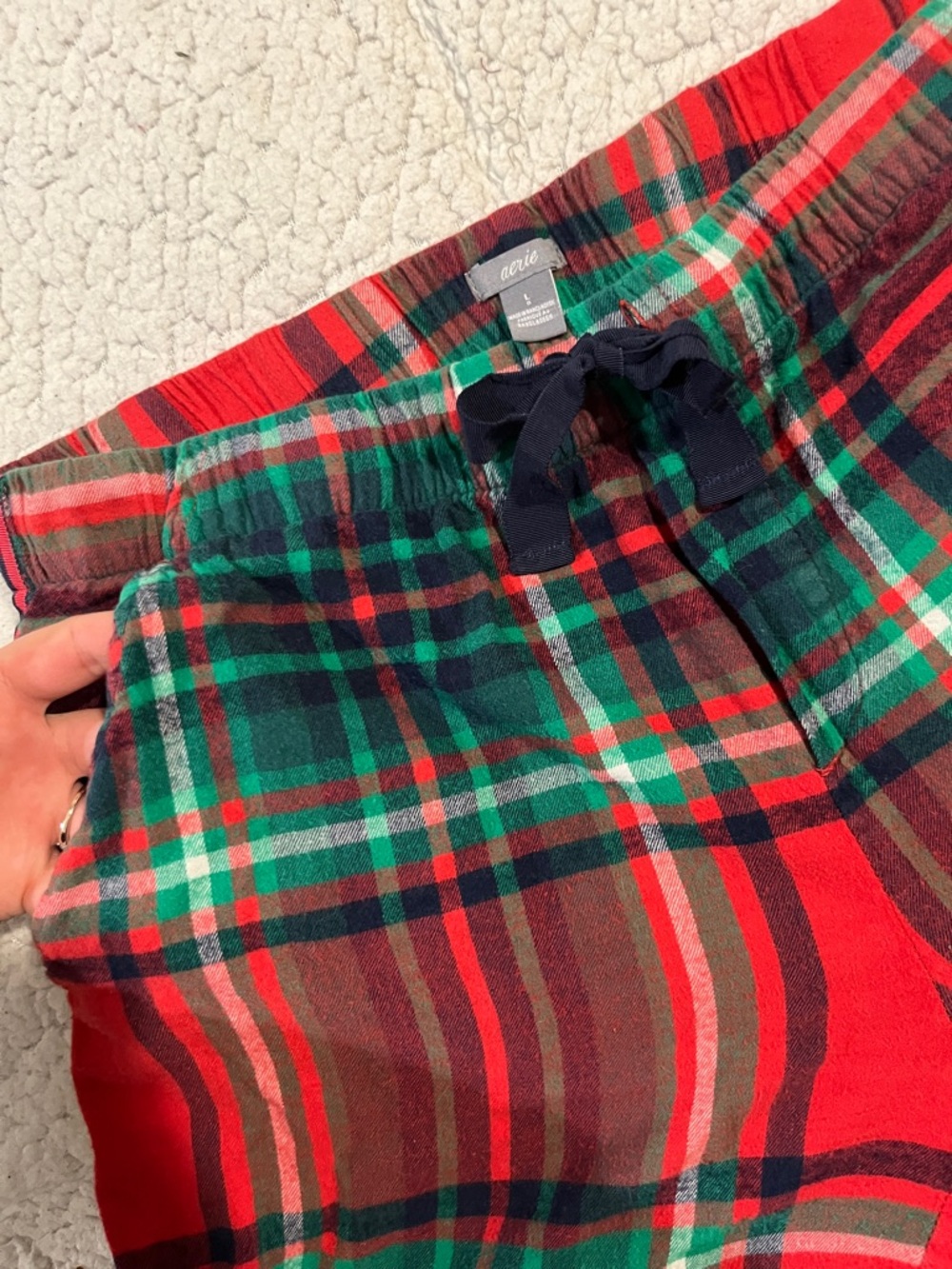 aerie Red & Green Plaid Lounge Pajama Pants - Picture 2 of 2